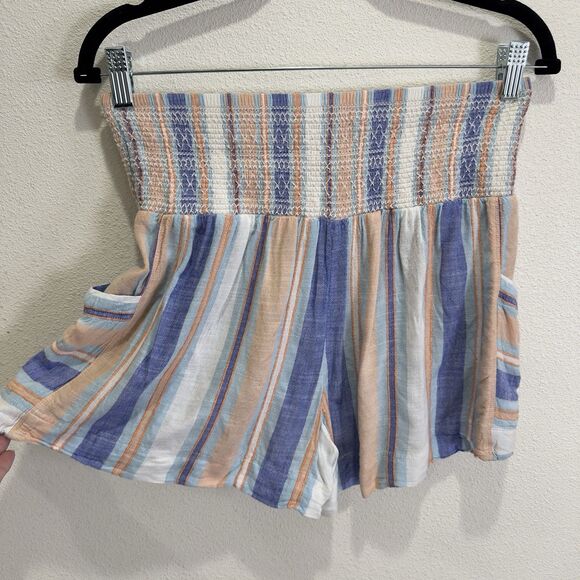 Anthropologie Shorts Womens‎ Small Blue Striped Smocked Beachy Boho Resort Comfy - Picture 8 of 14